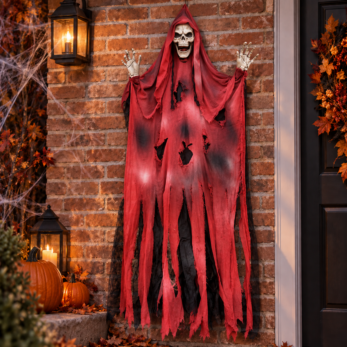 Hanging Grim Reaper Halloween Decoration Tattered Robe Skeleton Prop