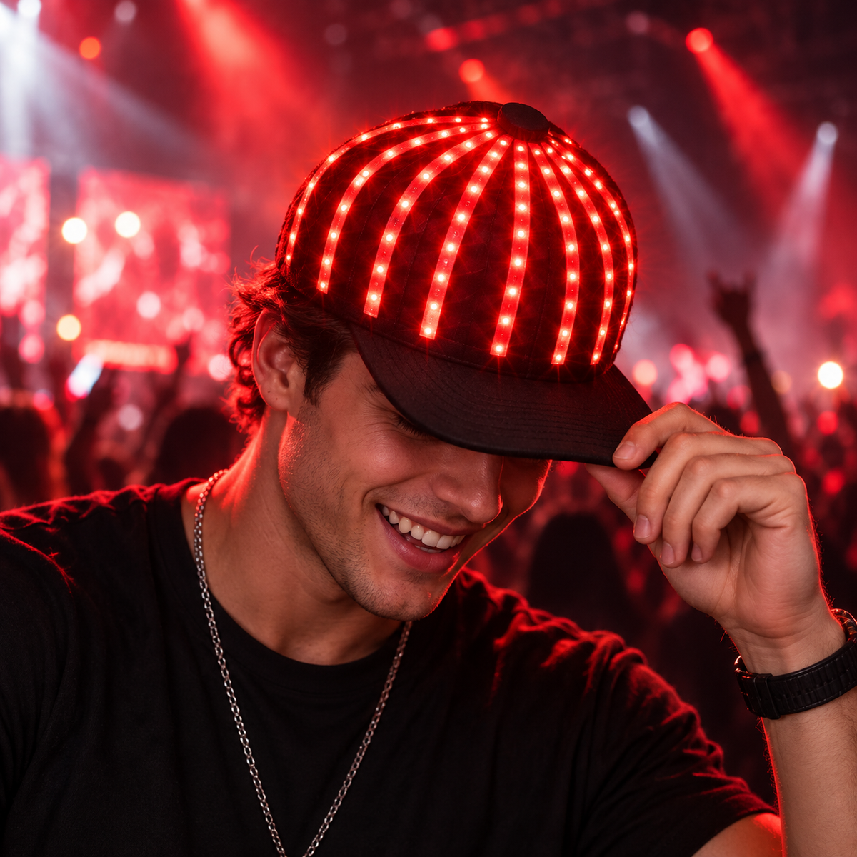 LED Light Up Baseball Cap Glowing Strip Snapback Rave Festival Hat
