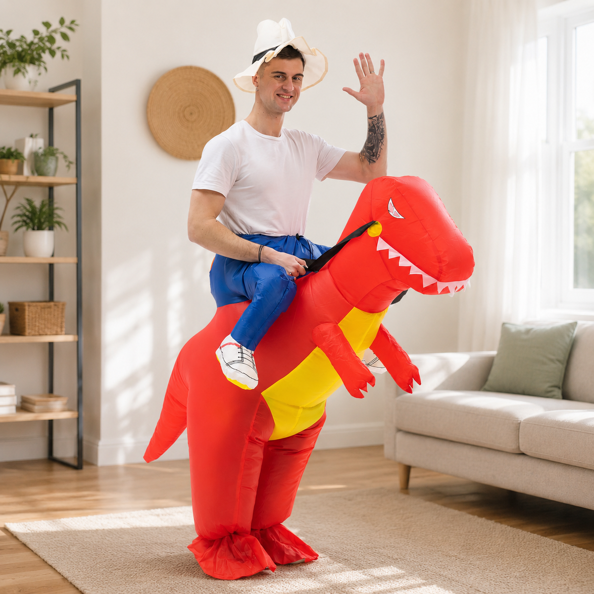 Inflatable T Rex Ride On Costume Dinosaur Rider Blow Up Suit 5 Colors