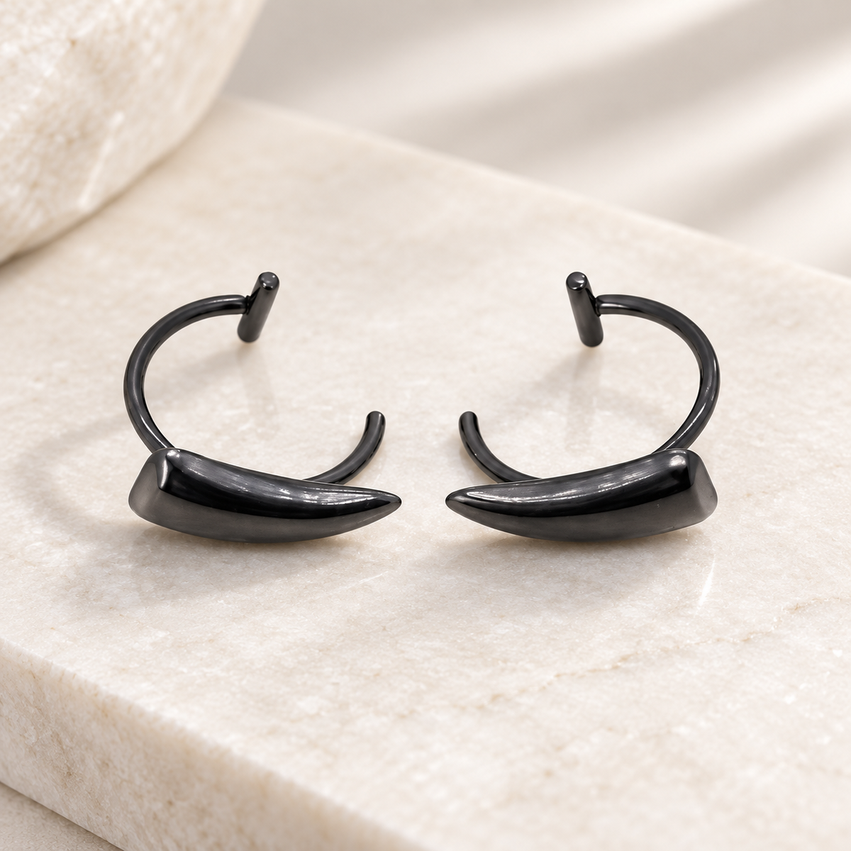 Fang Tooth Caps Clip On Vampire Fangs Silver or Gunmetal Pair