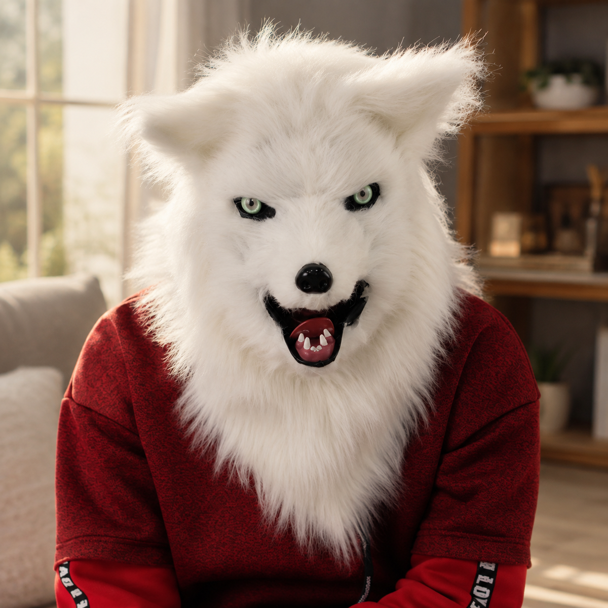 Furry Animal Head Mask Husky Wolf Fox Cat Plush Full Head Costume
