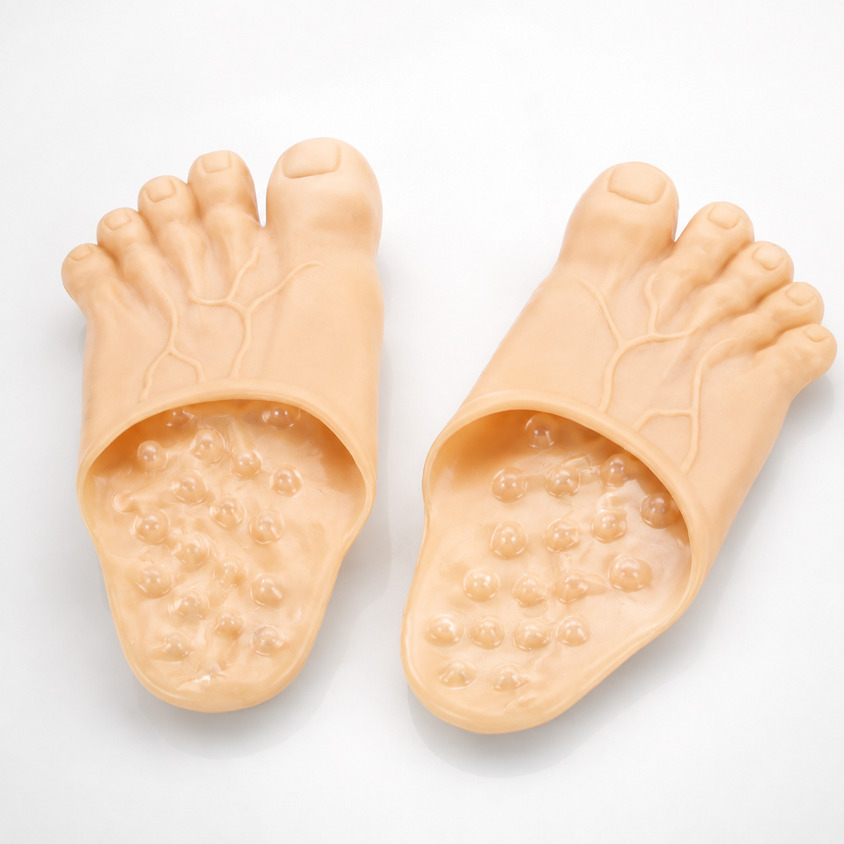 Funny Big Feet Slippers Novelty Bigfoot Toe Slides Skin Tone or Green
