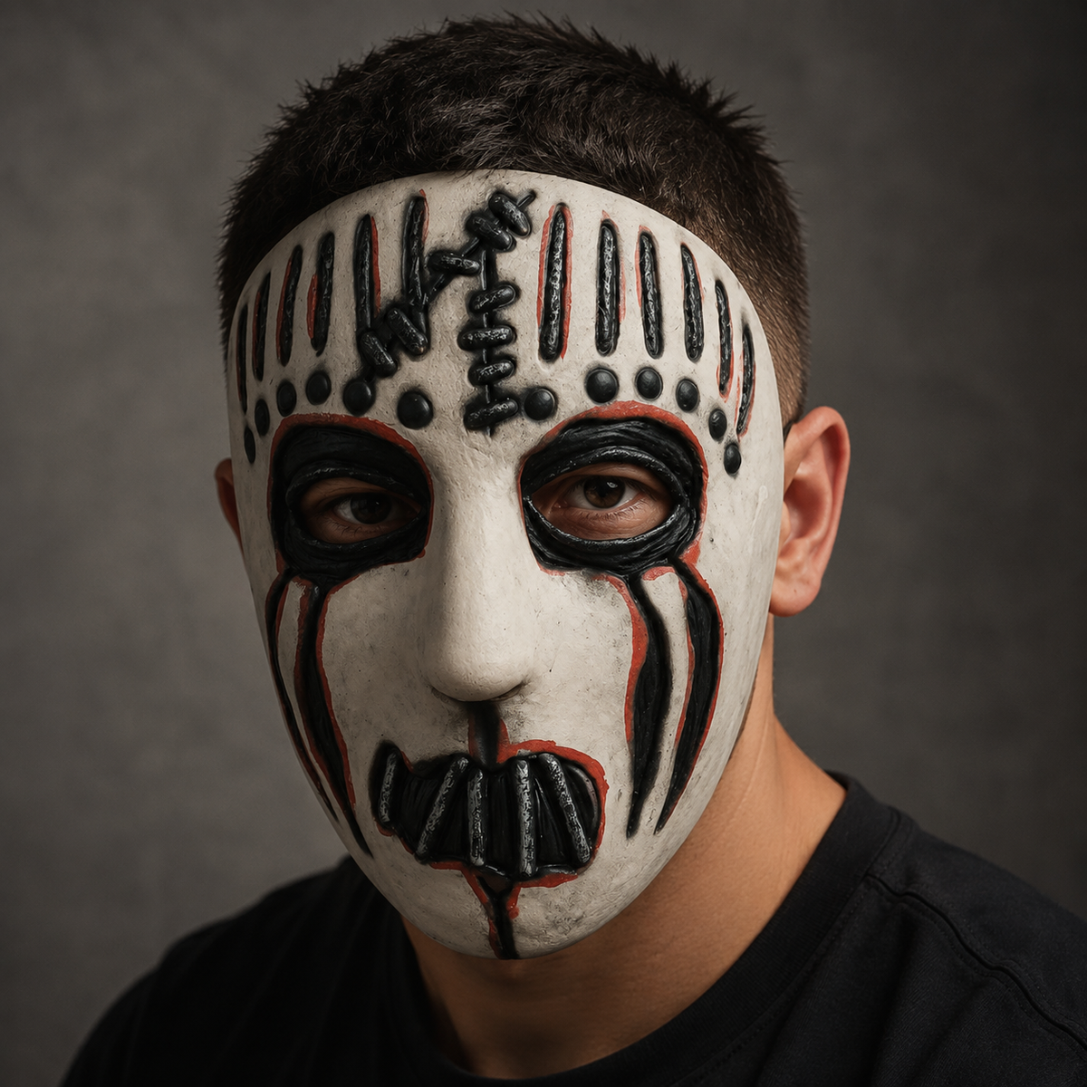 Heavy Metal Horror Mask Silver Grill or White Stitched Face Halloween