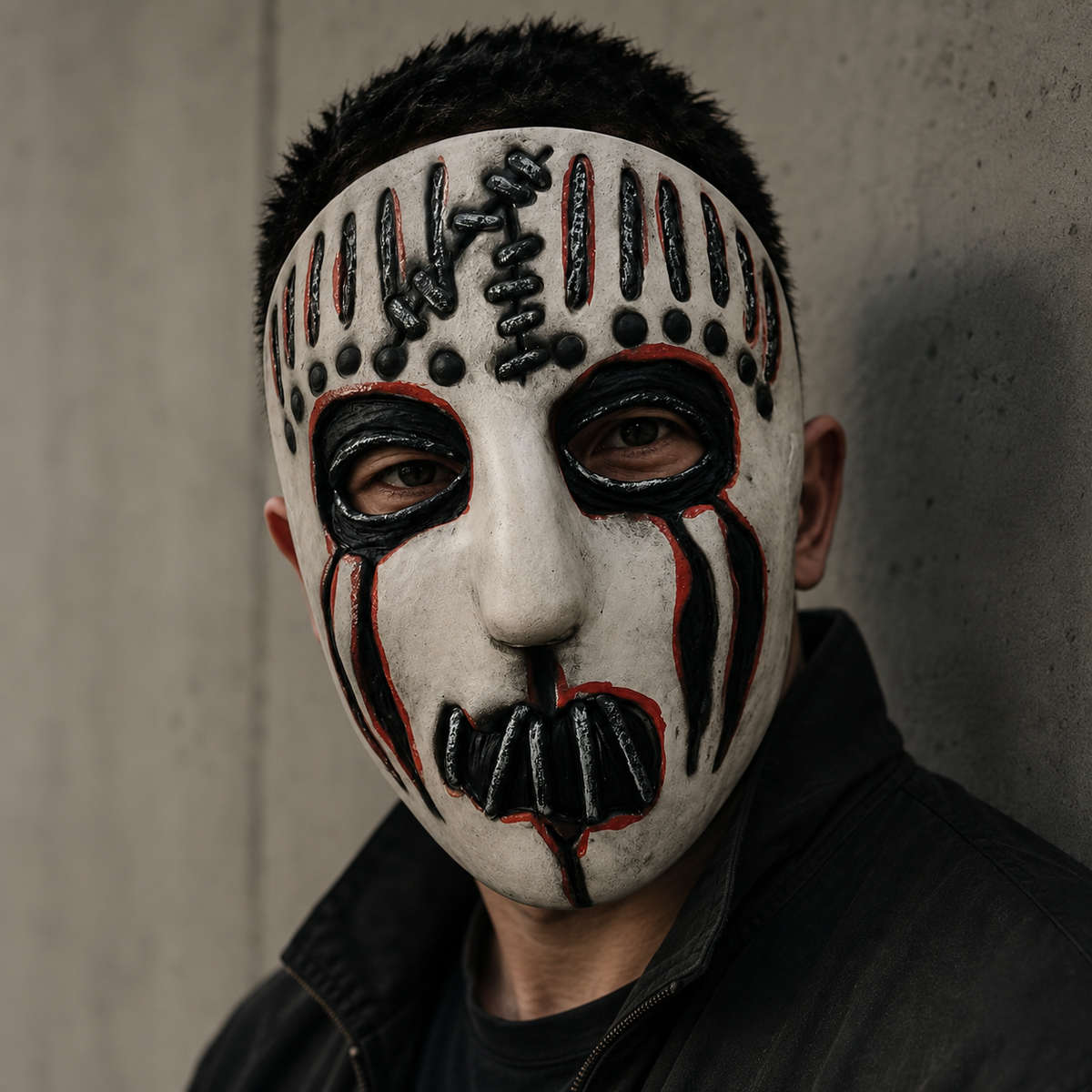 Heavy Metal Horror Mask Silver Grill or White Stitched Face Halloween