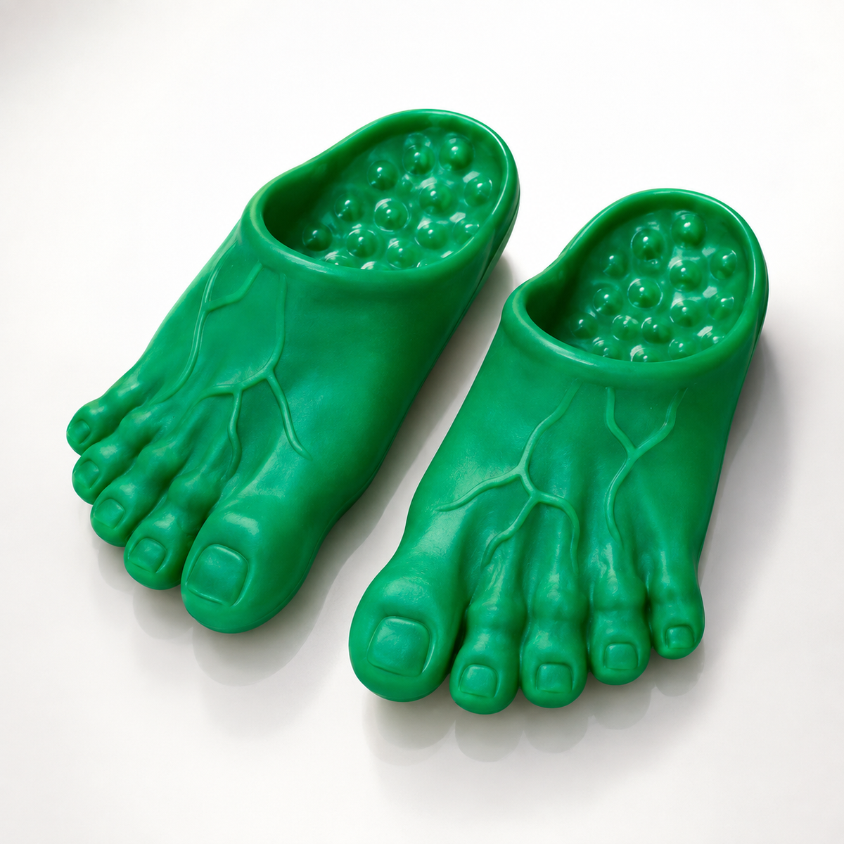 Funny Big Feet Slippers Novelty Bigfoot Toe Slides Skin Tone or Green