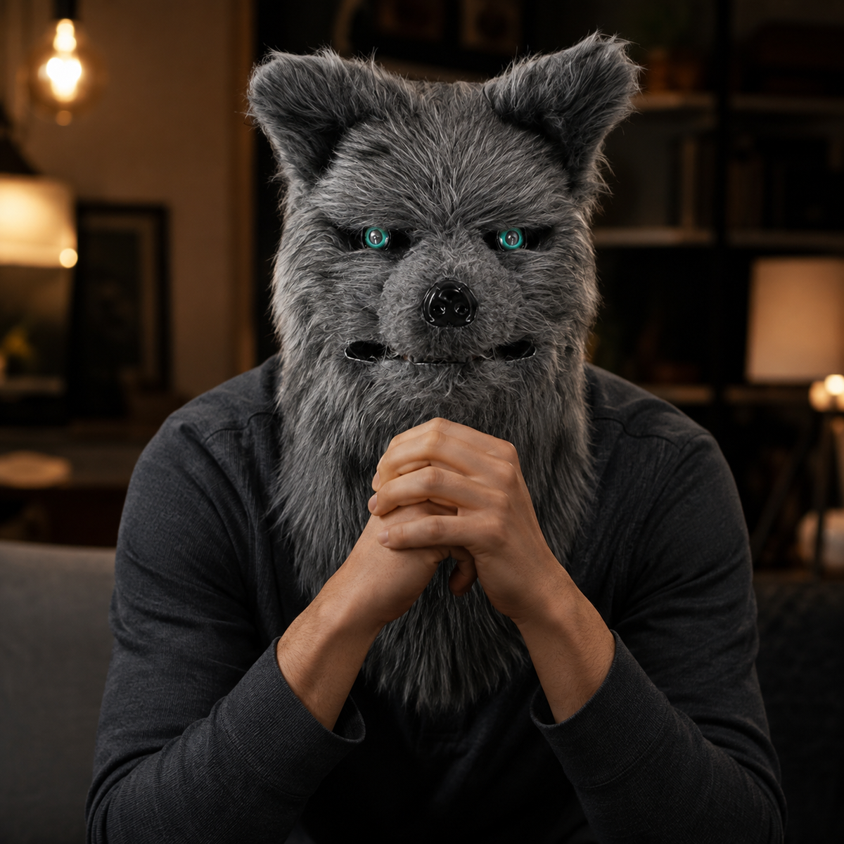 Furry Animal Head Mask Husky Wolf Fox Cat Plush Full Head Costume