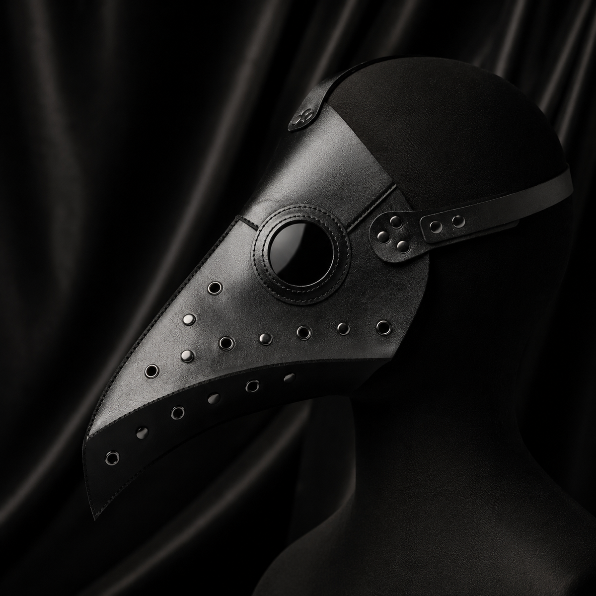 Plague Doctor Mask Black Faux Leather Bird Beak Steampunk Costume
