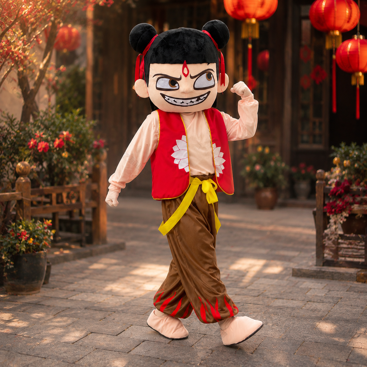 Nezha Mascot Costume Adult Full Body Chinese Warrior Boy Character