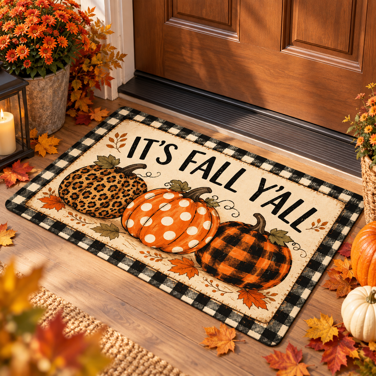 Halloween Fall Doormat Boo Pumpkin Non Slip Welcome Mat Entryway