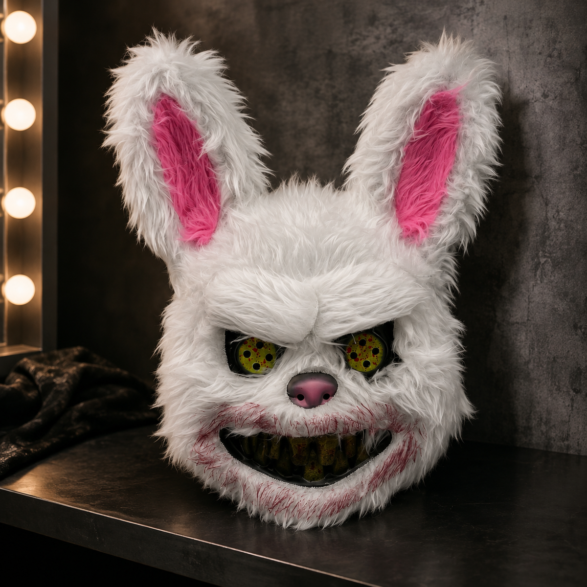 Creepy Bunny Bear Mask Plush Horror Animal Mask LED Glowing Option