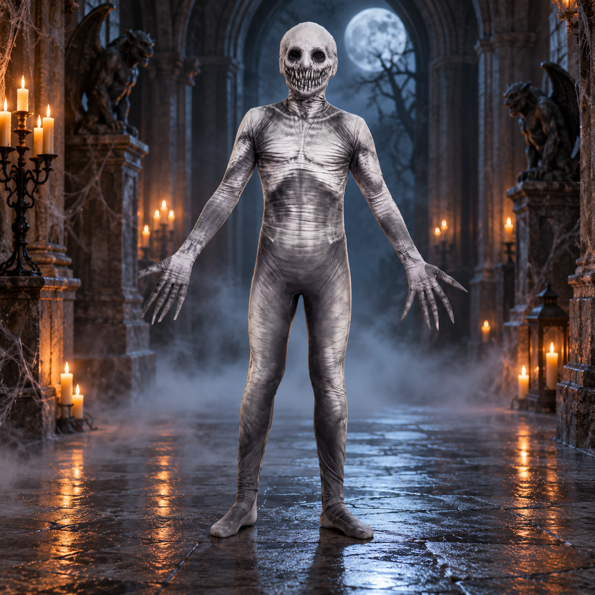 Full Body Horror Bodysuit Costume Ghoul Zombie Clown Mummy Faceless