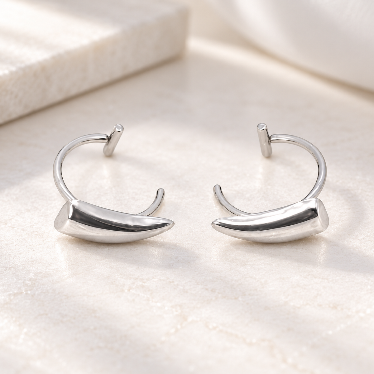 Fang Tooth Caps Clip On Vampire Fangs Silver or Gunmetal Pair