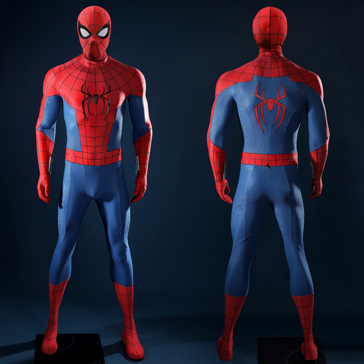 Classic Spider Hero Bodysuit with Lens Mask Hood Back Zip Kids Adults