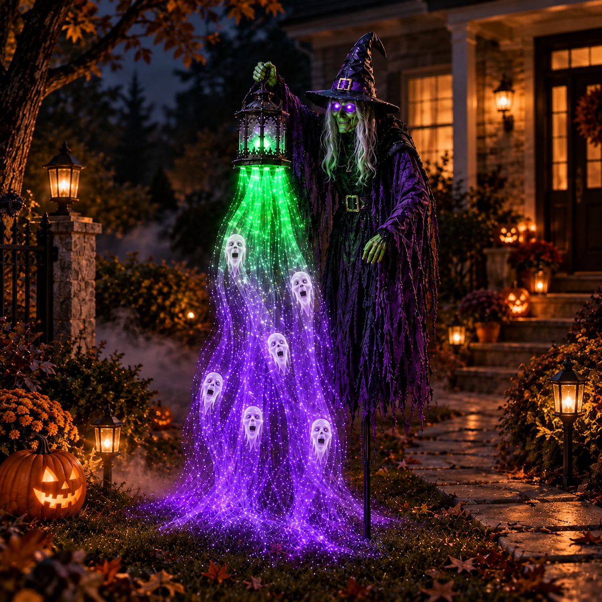 Halloween Lantern Spirit Yard Stake Glowing Ghost Light Decoration