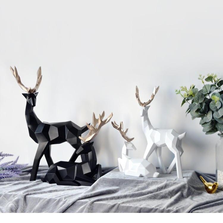 Abstracte Herten Beeld Set met Geometrisch Design