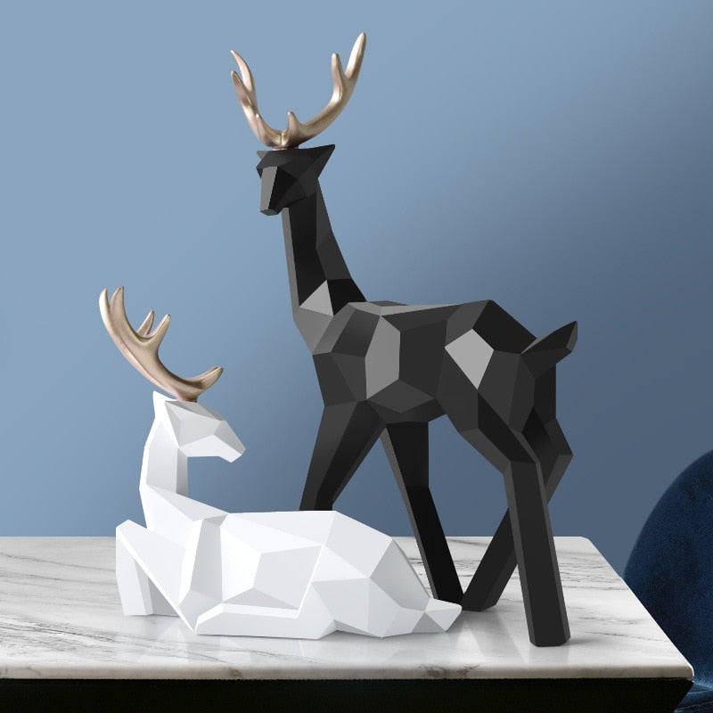 Abstracte Herten Beeld Set met Geometrisch Design