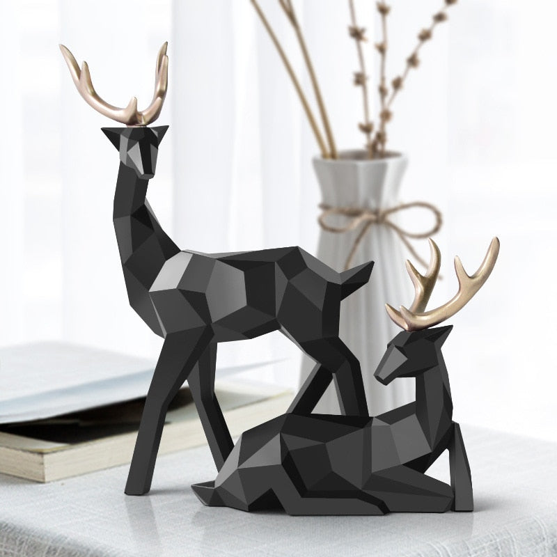 Abstracte Herten Beeld Set met Geometrisch Design
