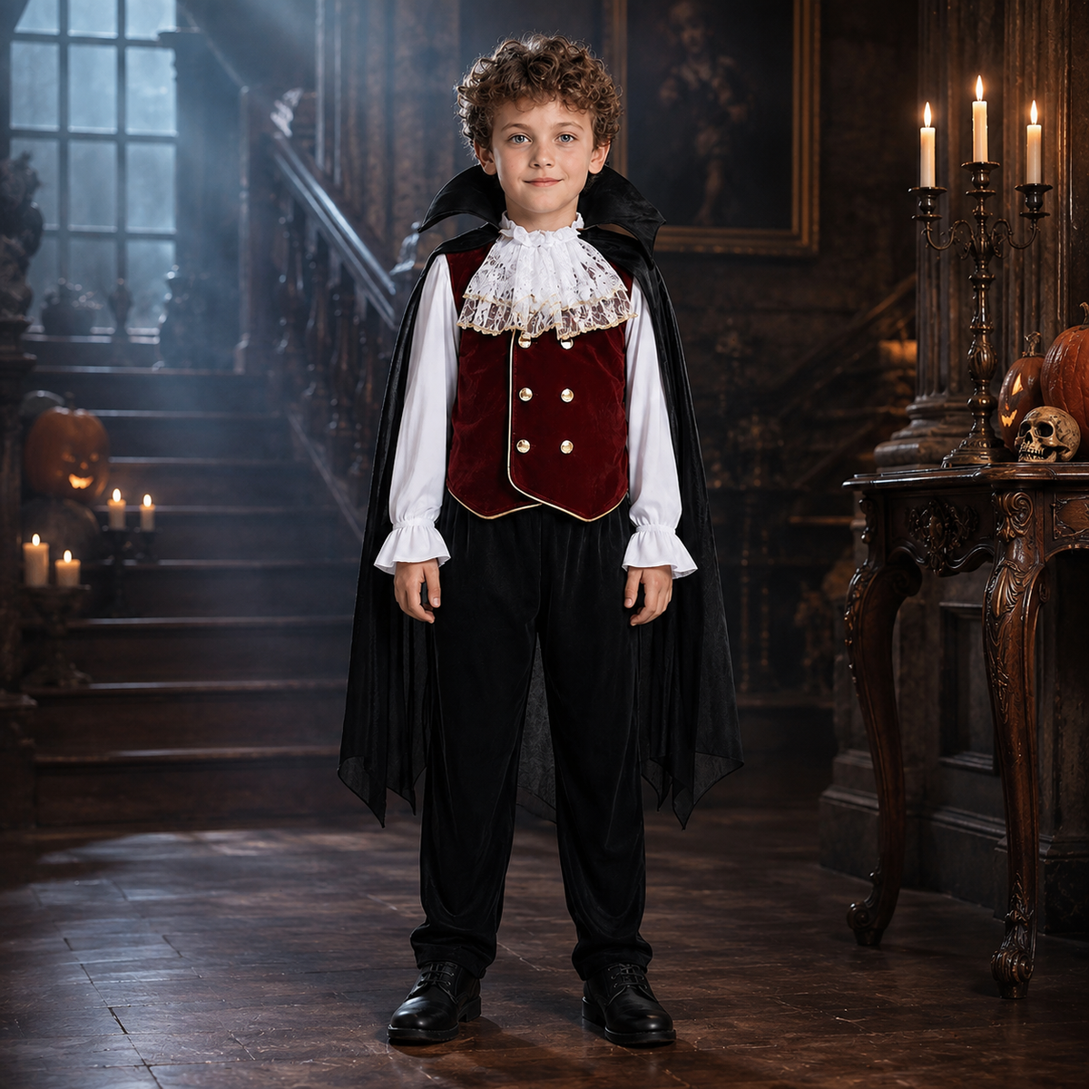 Kids Vampire Costume Girls Dress Boys Cape Dracula or Rainbow Skeleton