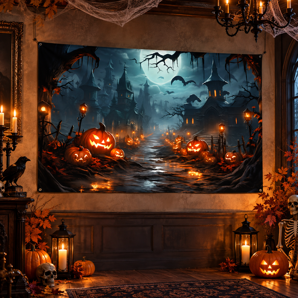 Halloween Wall Tapestry Day of the Dead Banner Party Backdrop Decor