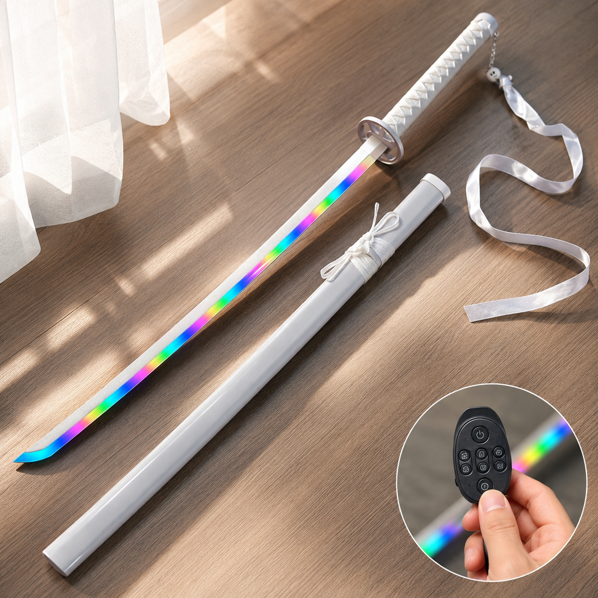Light Up Anime Katana Cosplay Sword LED Blade Sheath Remote Display