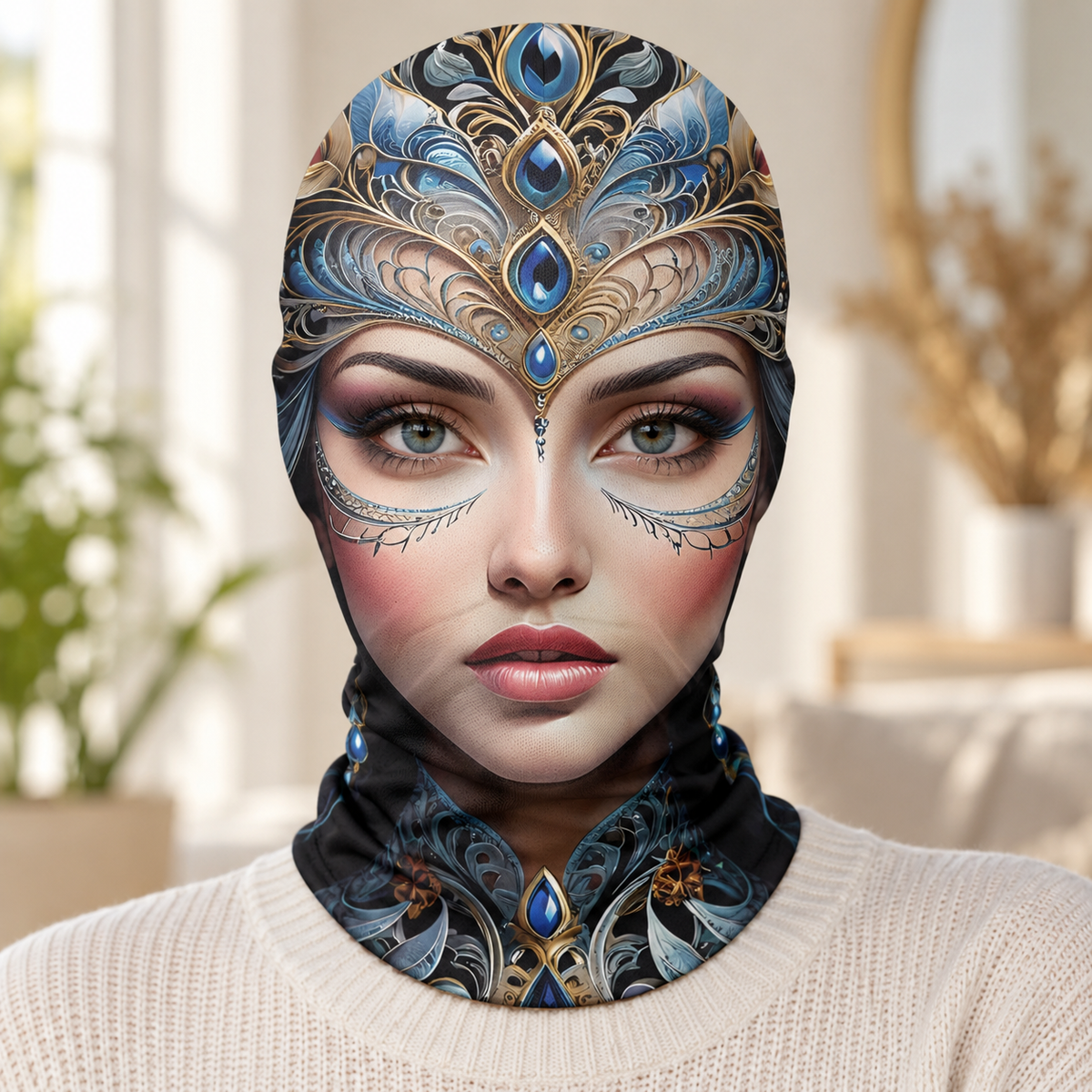 Novelty Printed Face Balaclava Full Face Mask Illustrated Art Designs