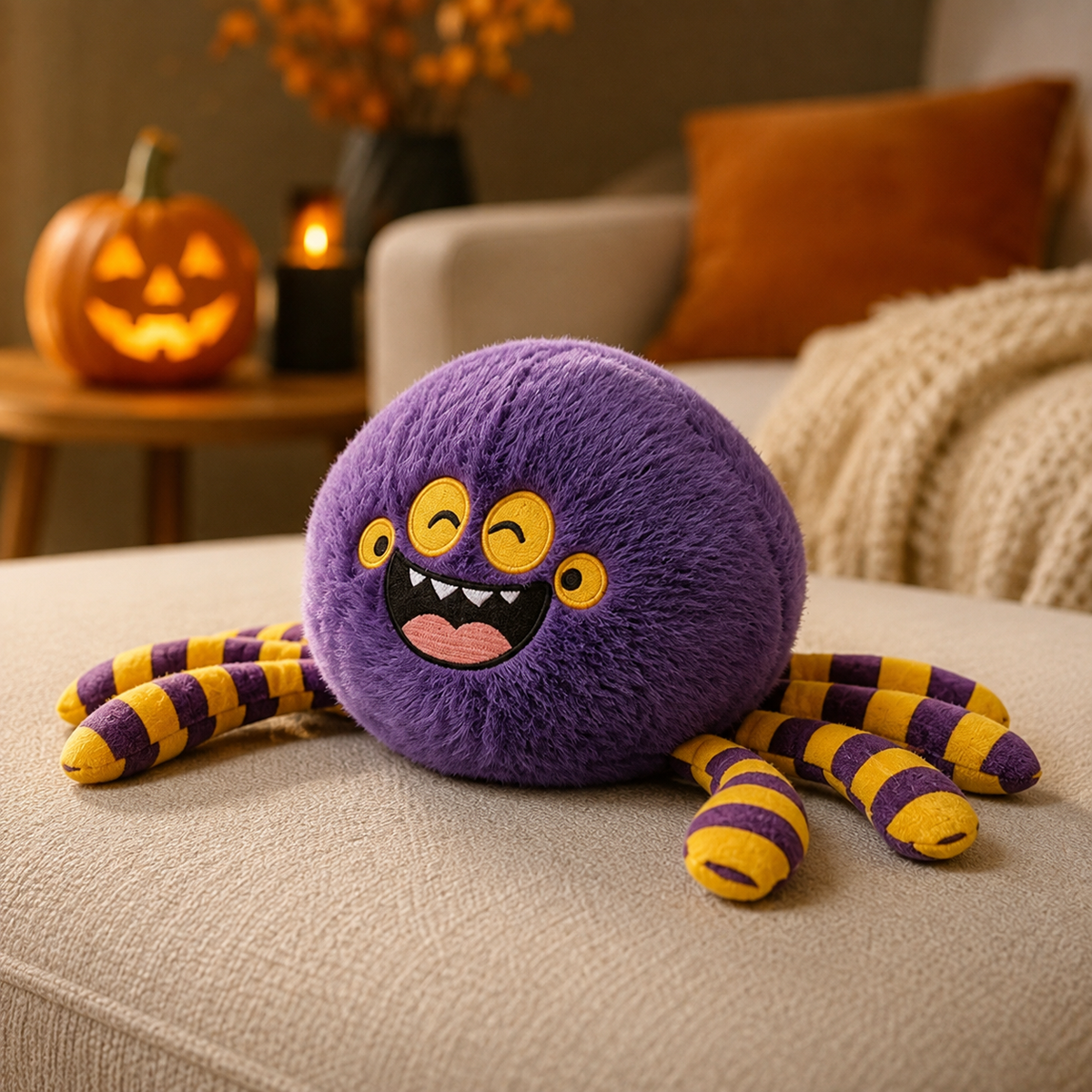 Halloween Plush Toy Pumpkin Spider Ghost Bat Stuffed Decoration 18cm