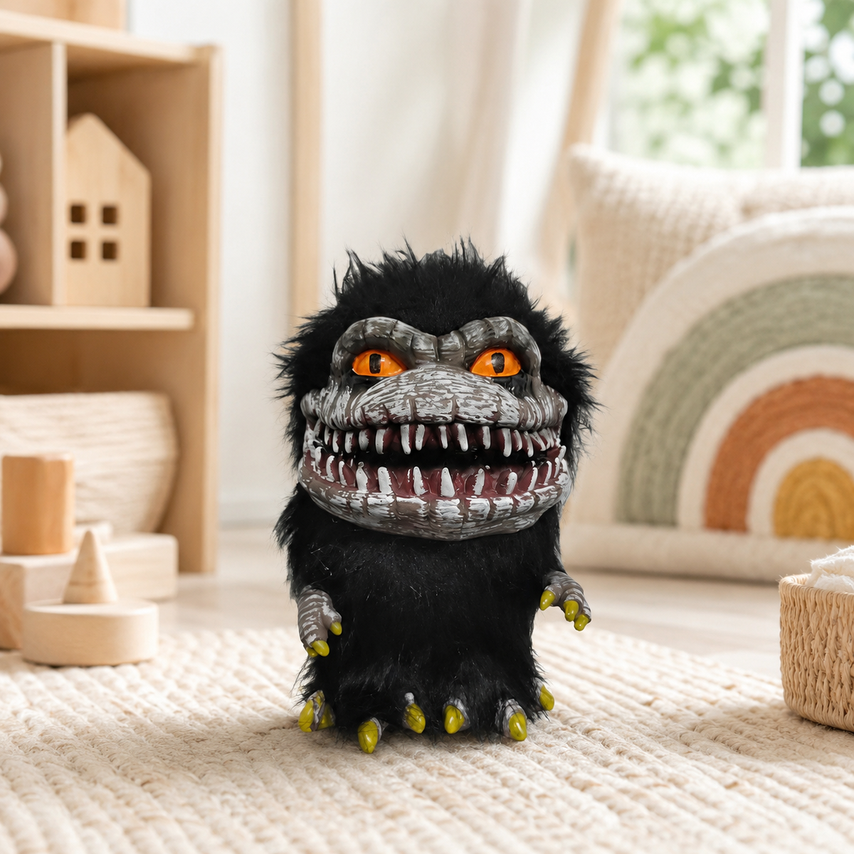 Furry Monster Critter Figure Toothy Grin Halloween Shelf Decoration