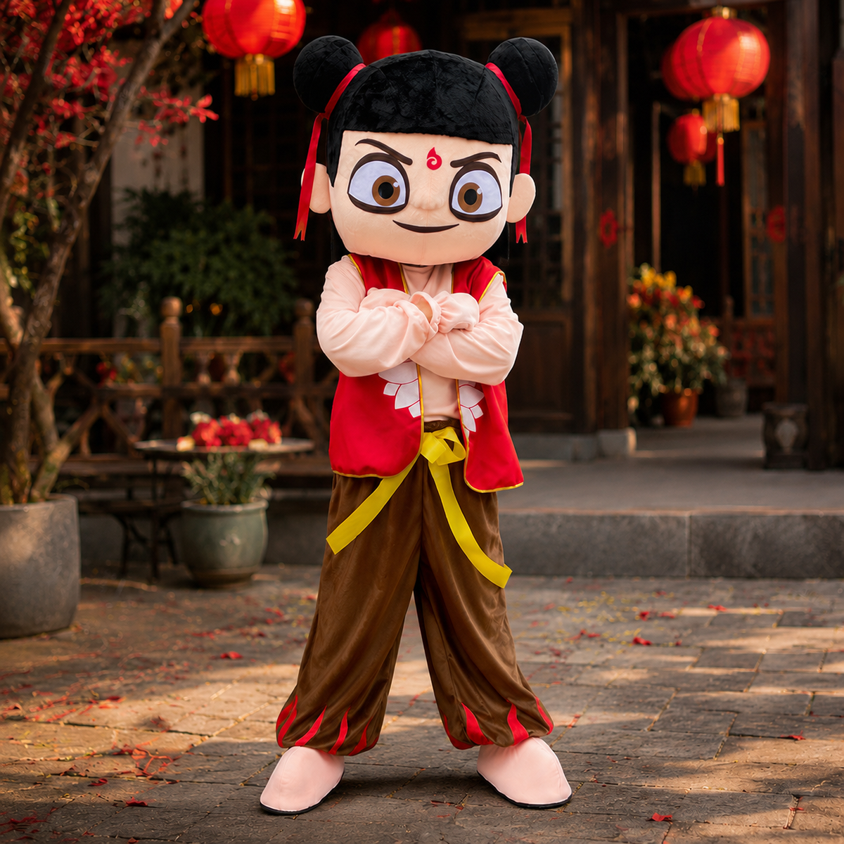 Nezha Mascot Costume Adult Full Body Chinese Warrior Boy Character