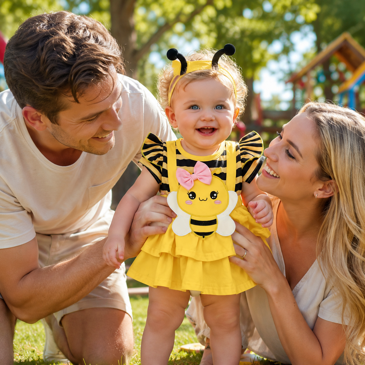 Baby Girl Bee Costume Romper Tutu Skirt with Antenna Headband