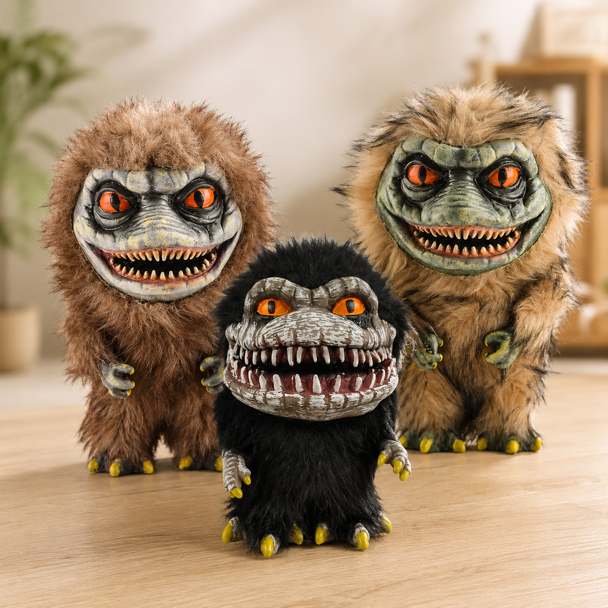 Furry Monster Critter Figure Toothy Grin Halloween Shelf Decoration
