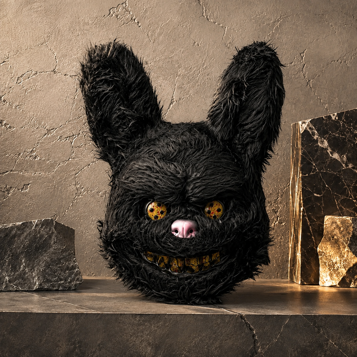 Creepy Bunny Bear Mask Plush Horror Animal Mask LED Glowing Option