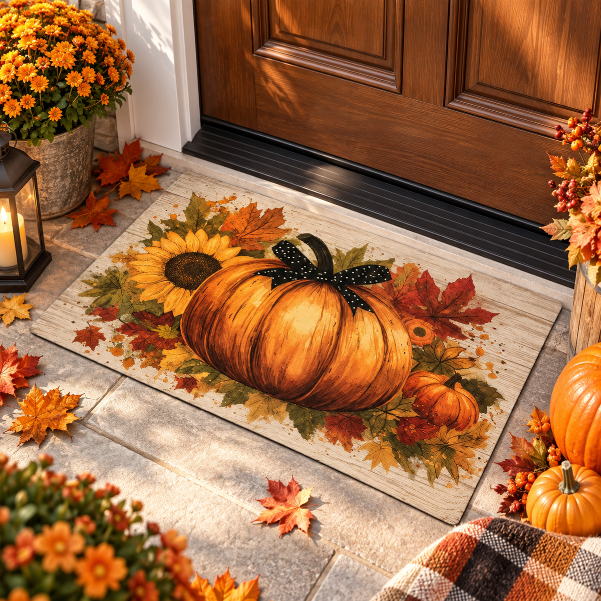Halloween Fall Doormat Boo Pumpkin Non Slip Welcome Mat Entryway