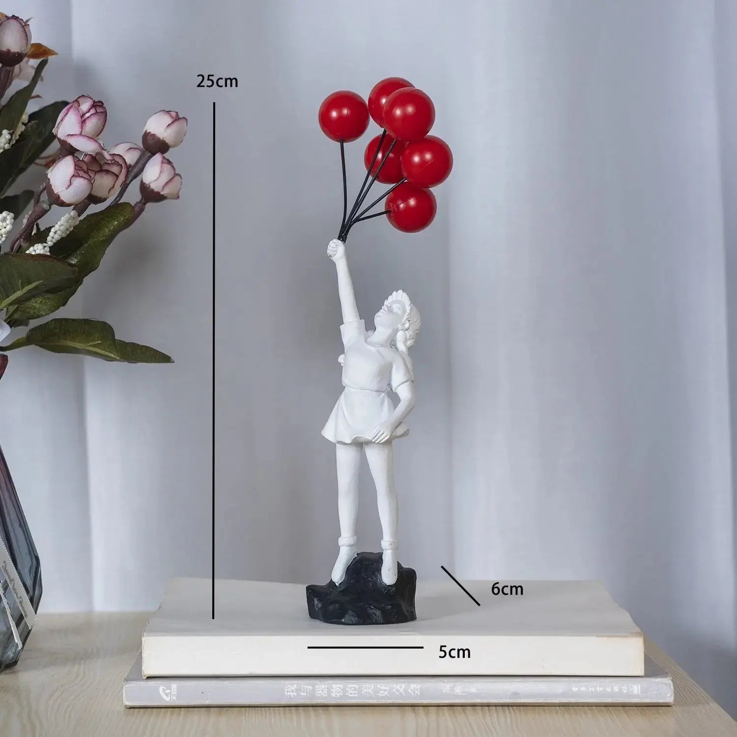 Ballon Meisje Decoratie Beeld met Rode Ballonnen