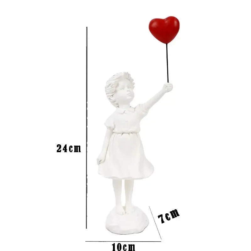 Ballon Meisje Decoratie Beeld met Rode Ballonnen