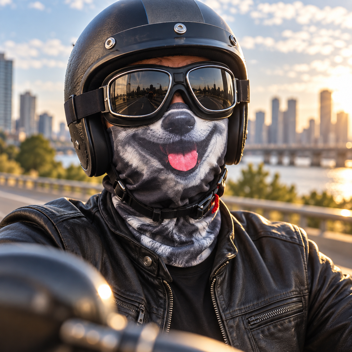 Animal Print Neck Gaiter Face Cover Cat Husky Dog Riding Mask