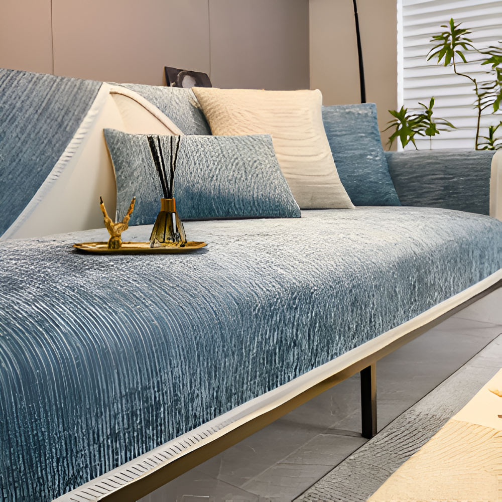 Antislip Chenille Bankhoes met Gestreept Design en Elastische Pasvorm