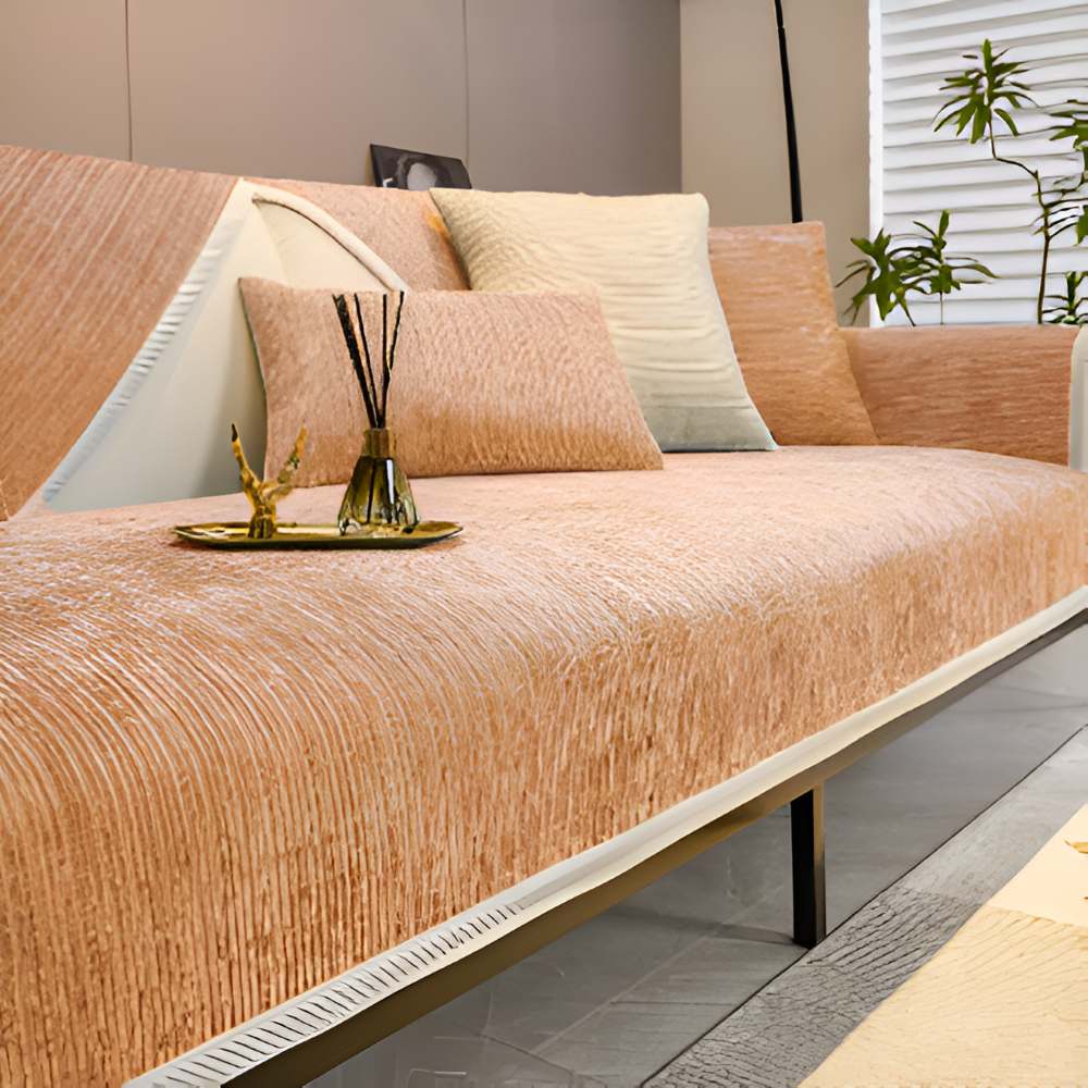 Antislip Chenille Bankhoes met Gestreept Design en Elastische Pasvorm