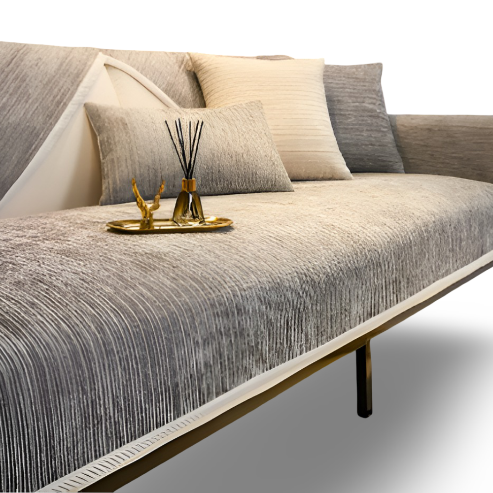 Antislip Chenille Bankhoes met Gestreept Design en Elastische Pasvorm