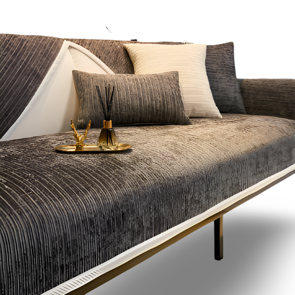 Antislip Chenille Bankhoes met Gestreept Design en Elastische Pasvorm