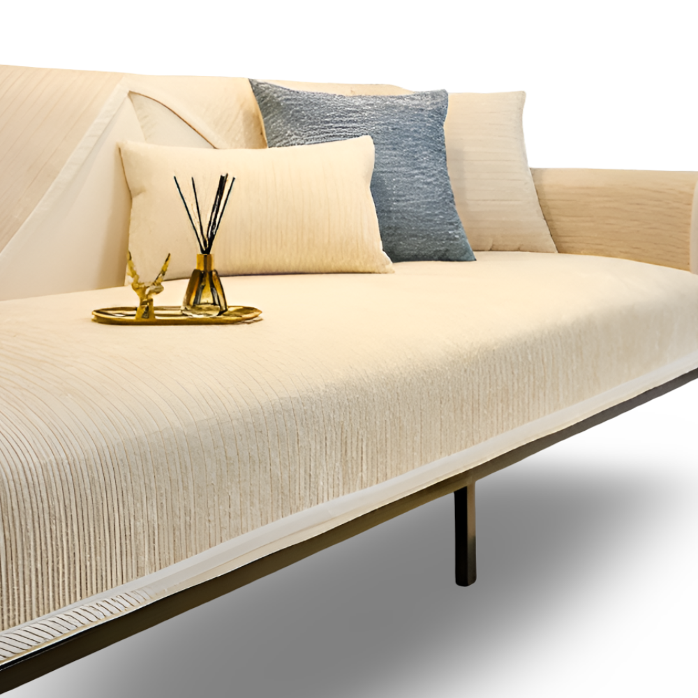 Antislip Chenille Bankhoes met Gestreept Design en Elastische Pasvorm