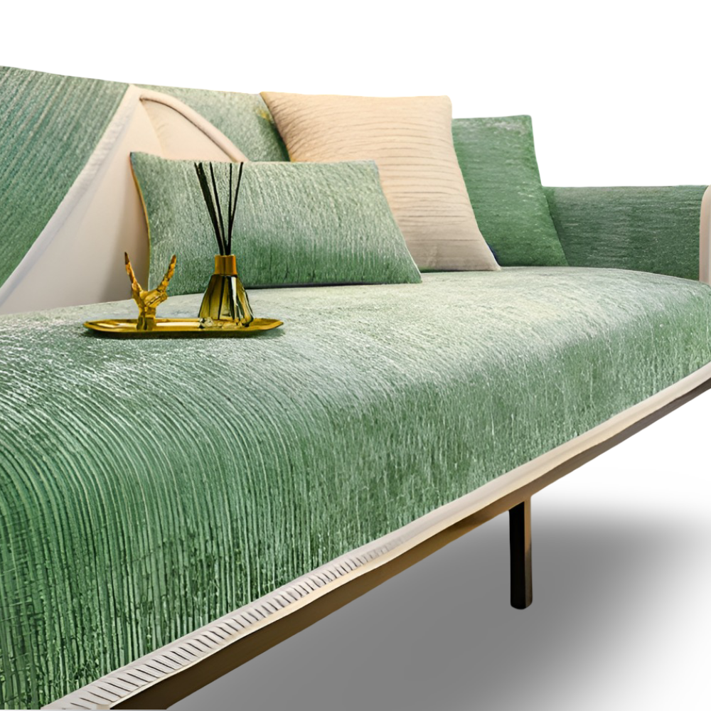 Antislip Chenille Bankhoes met Gestreept Design en Elastische Pasvorm