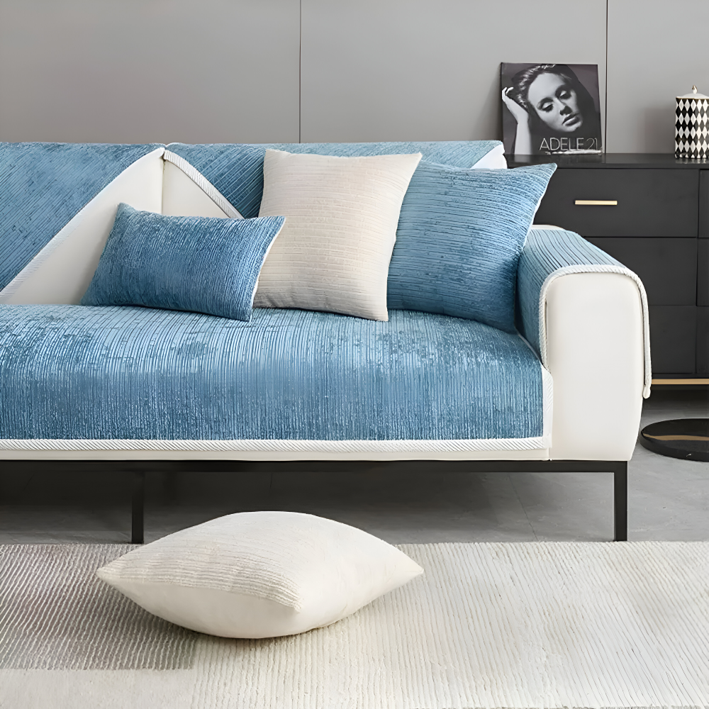 Antislip Chenille Bankhoes met Gestreept Design en Elastische Pasvorm