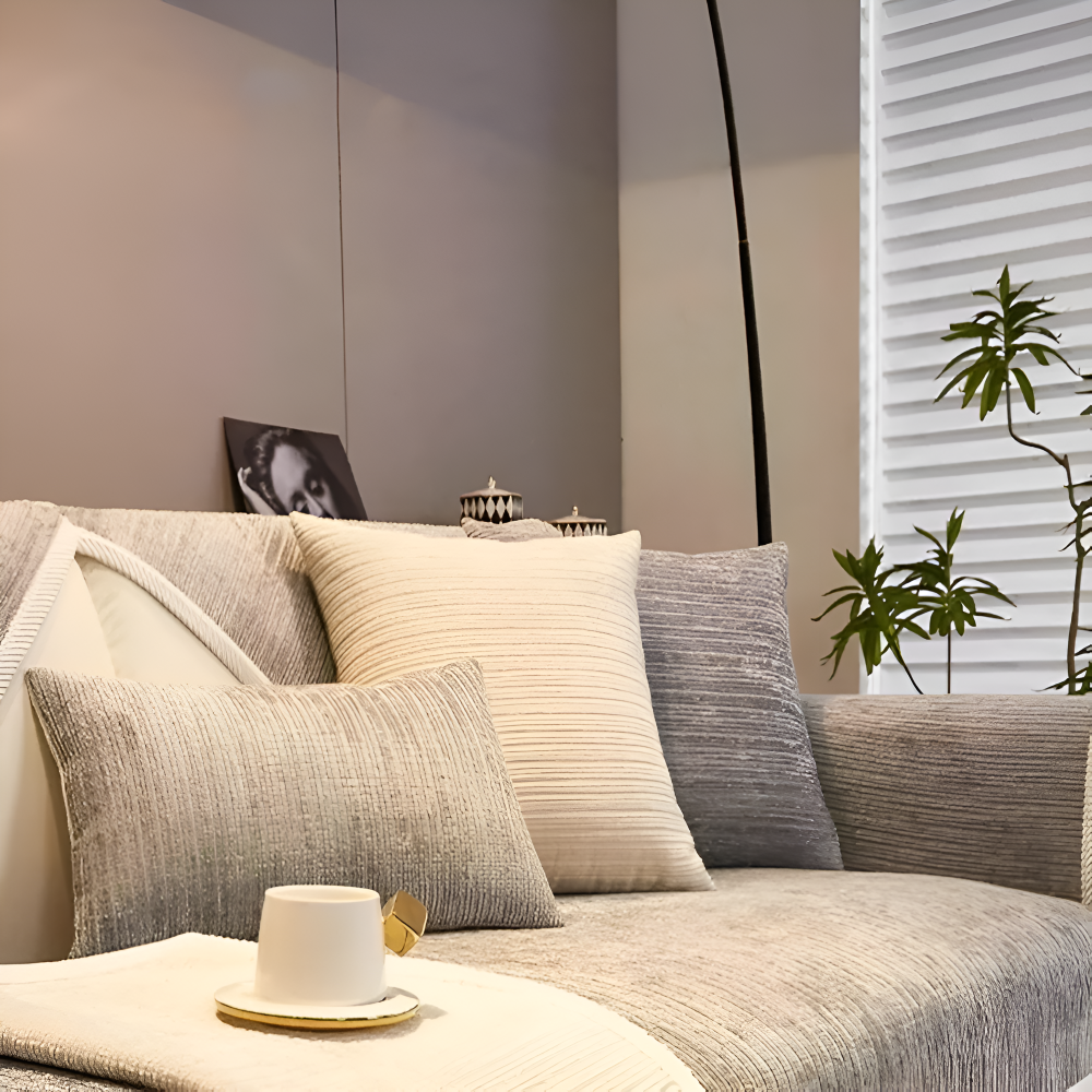 Antislip Chenille Bankhoes met Gestreept Design en Elastische Pasvorm