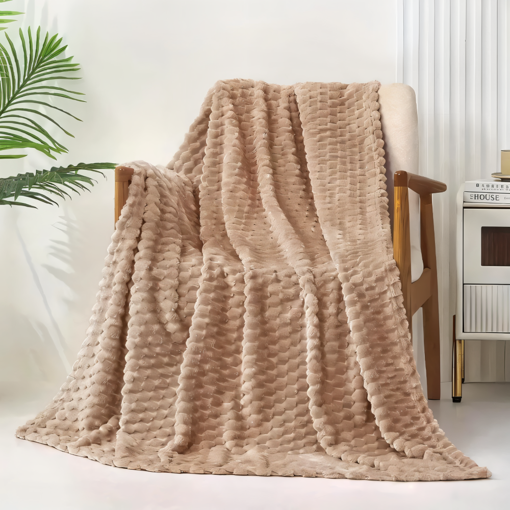 Pluche Fleece Deken met Structuur en Zacht Design