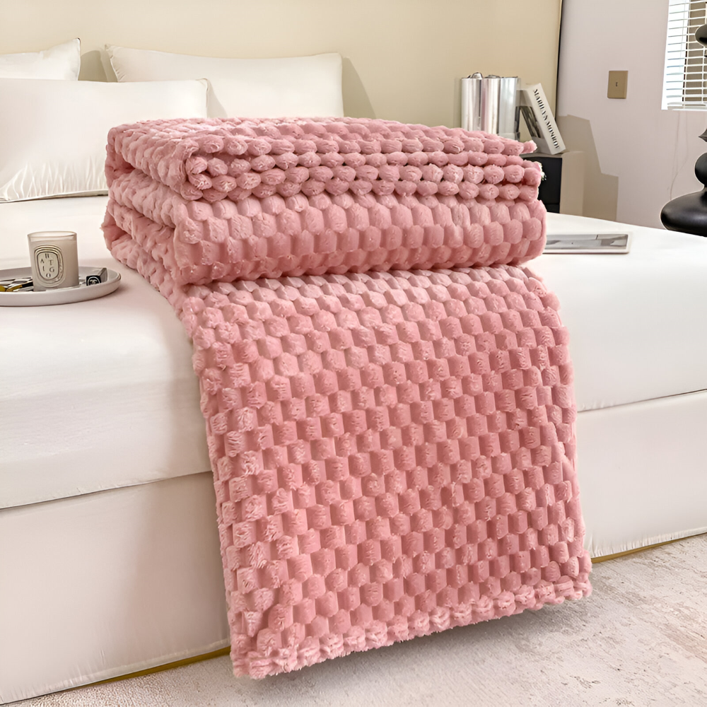Pluche Fleece Deken met Structuur en Zacht Design