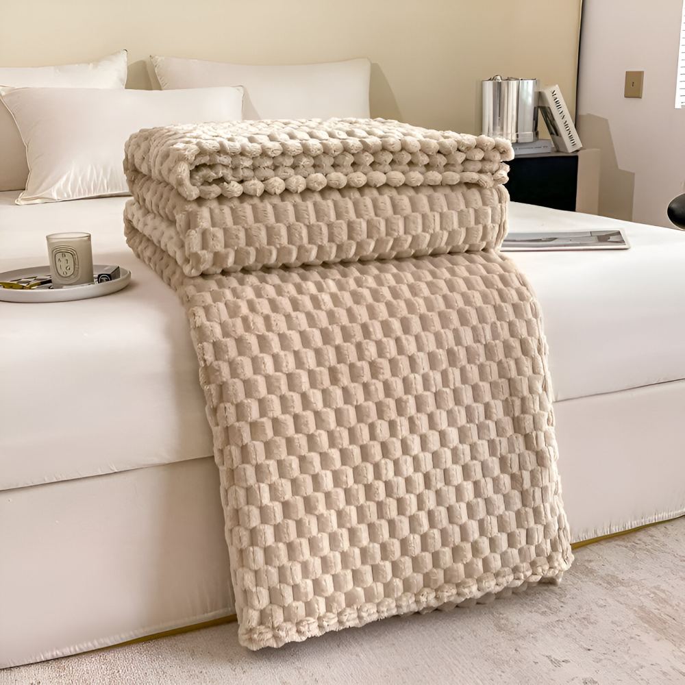 Pluche Fleece Deken met Structuur en Zacht Design
