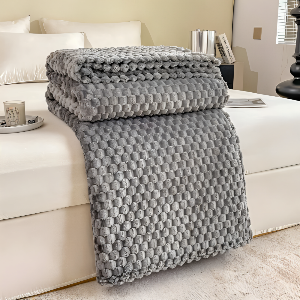 Pluche Fleece Deken met Structuur en Zacht Design
