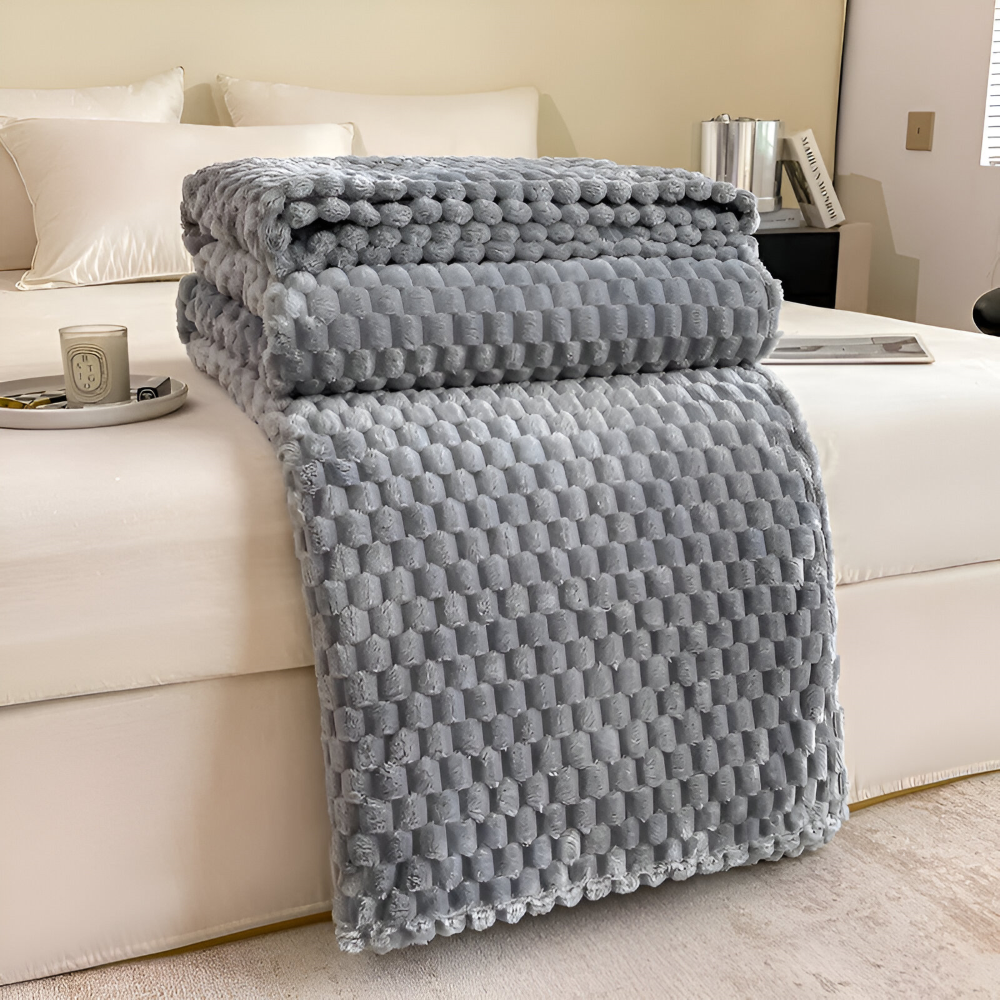 Pluche Fleece Deken met Structuur en Zacht Design