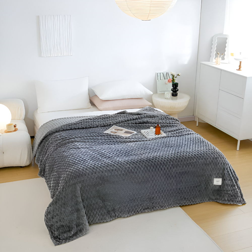 Pluche Fleece Deken met Structuur en Zacht Design