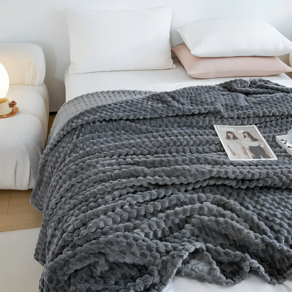 Pluche Fleece Deken met Structuur en Zacht Design